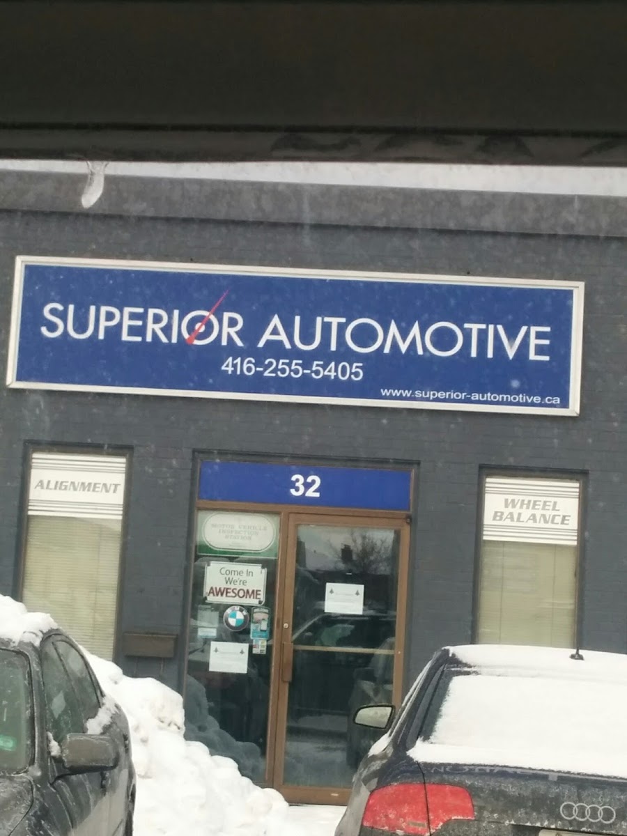 A vehicle in the Superior Automotive workshop